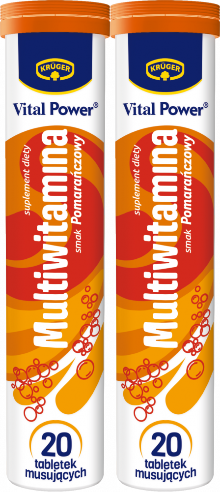 2x Tabletki musujące Vital Power multiwitamina, 90g, 20 tabletek