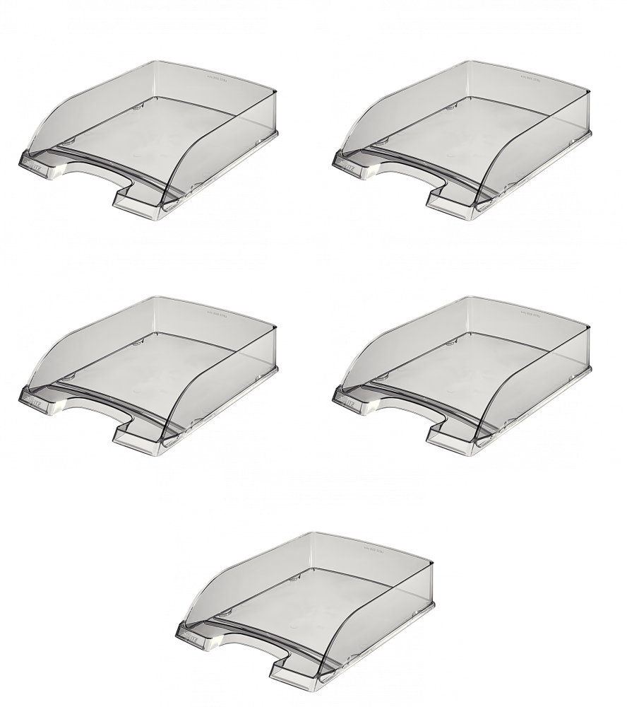 5x Półka na dokumenty Leitz Plus, A4, plastikowa, przezroczysty grafitowy