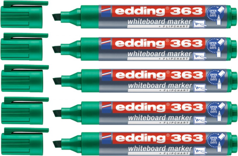5x Marker suchościeralny edding 363, ścięta zielony