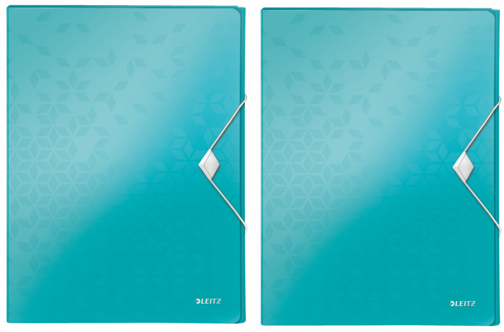 2x Teczka plastikowa z gumką Leitz Wow, A4, 30mm, turkusowy