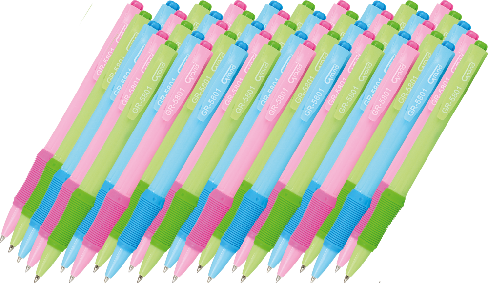 50x Długopis automatyczny Grand GR-5801, 0.7mm, wkład niebieski, mix kolorów