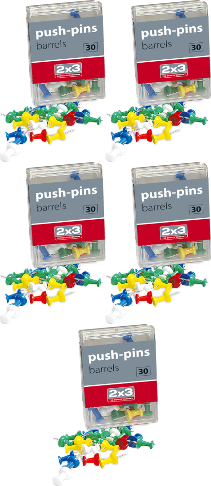 5x Pinezki beczułki 2x3, 30 sztuk, mix kolorów