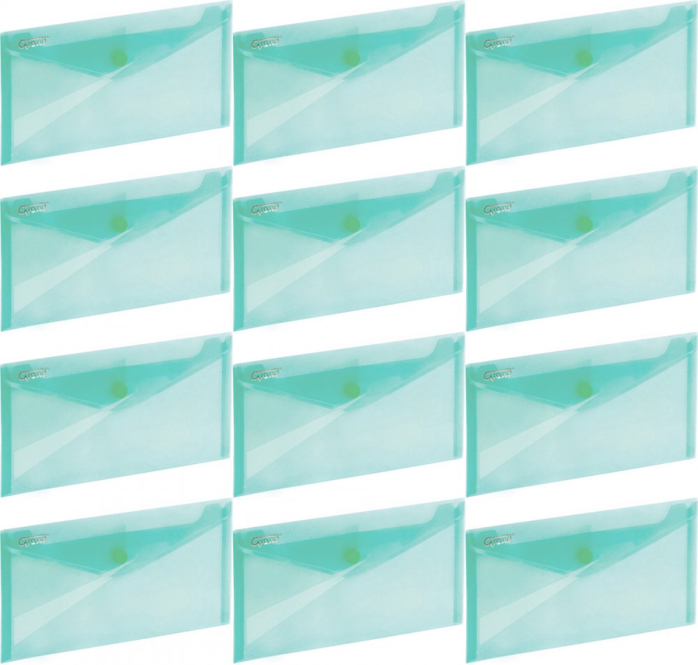 12x Teczka kopertowa Grand ZP-046-DL, 225x124mm, na zatrzask, zielony