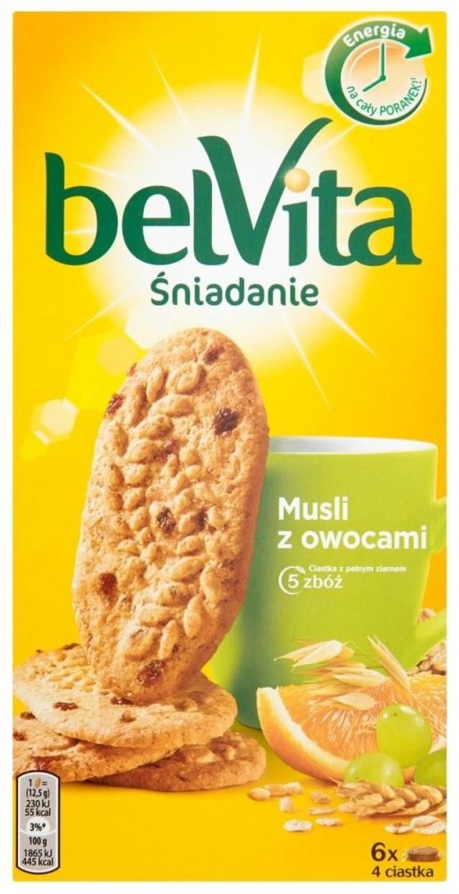 Ciastka zbożowe BelVita, musli z owocami, 300g