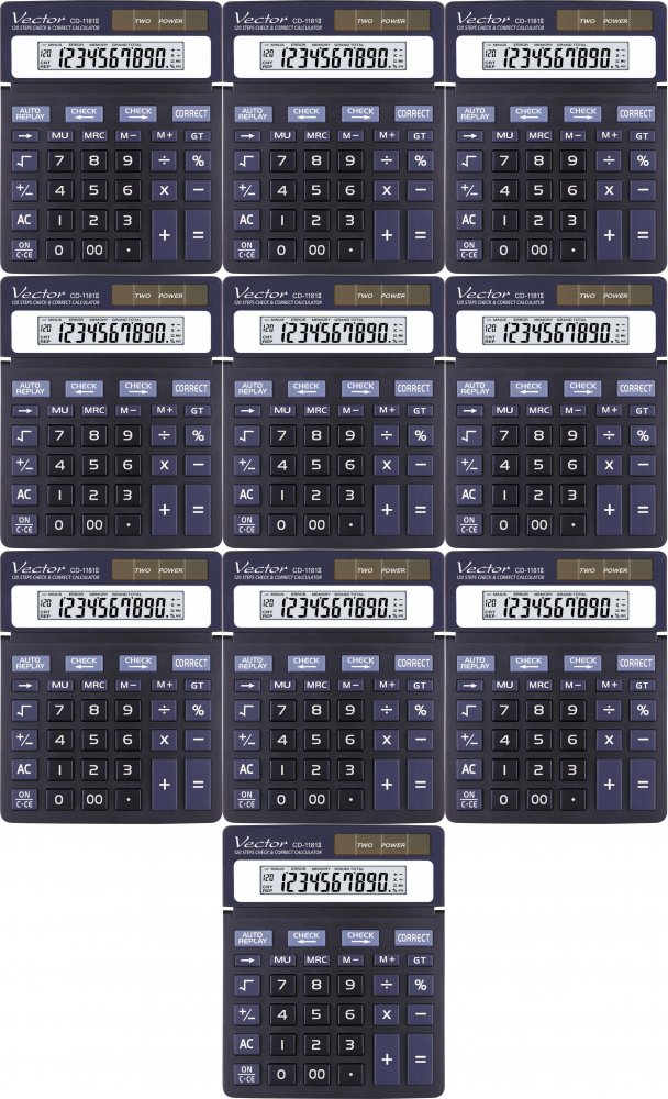 10x Kalkulator biurowy Vector CD1181, 10 cyfr, czarny