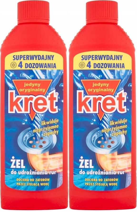 2x Udrażniacz do rur Kret, żel, 0.5l