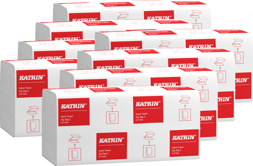 8x ręcznik papierowy Katrin Classic, dwuwarstwowy, w składce ZZ, 200 składek, biały