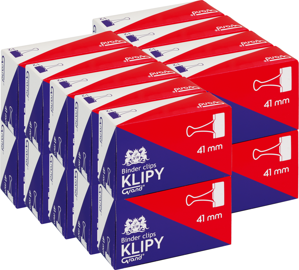 20x Klip biurowy Grand, 41 mm, 12 sztuk, czarny