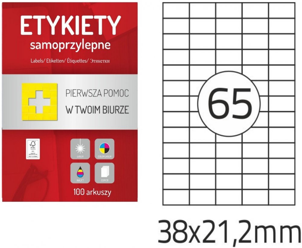 Etykiety samoprzylepne Dalpo Memo Label, 38x21.2mm, 100 arkuszy, biały