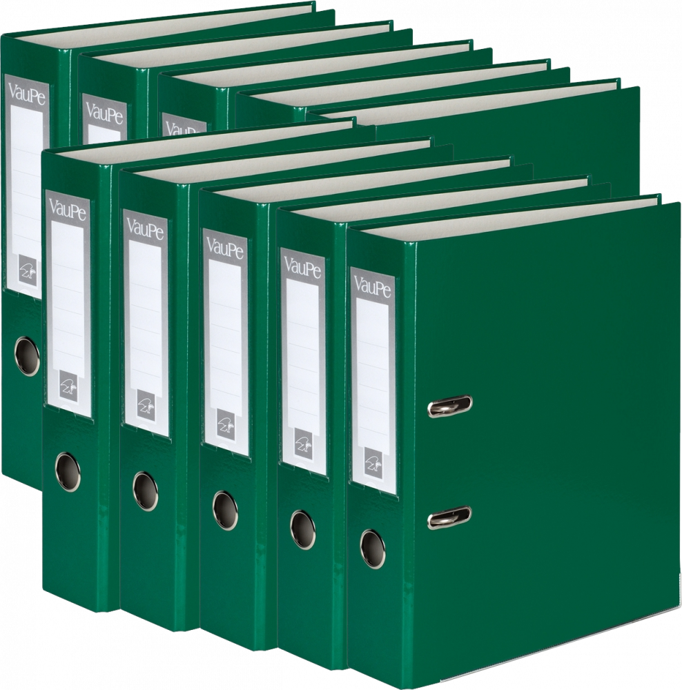 10x Segregator A4 VauPe FCK, 75mm, do 500 kartek, ciemnozielony