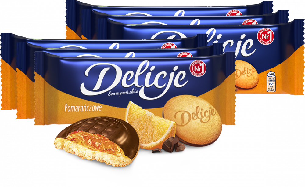 6x Ciastka Delicje szampańskie Mondelez, pomarańczowy, 147g