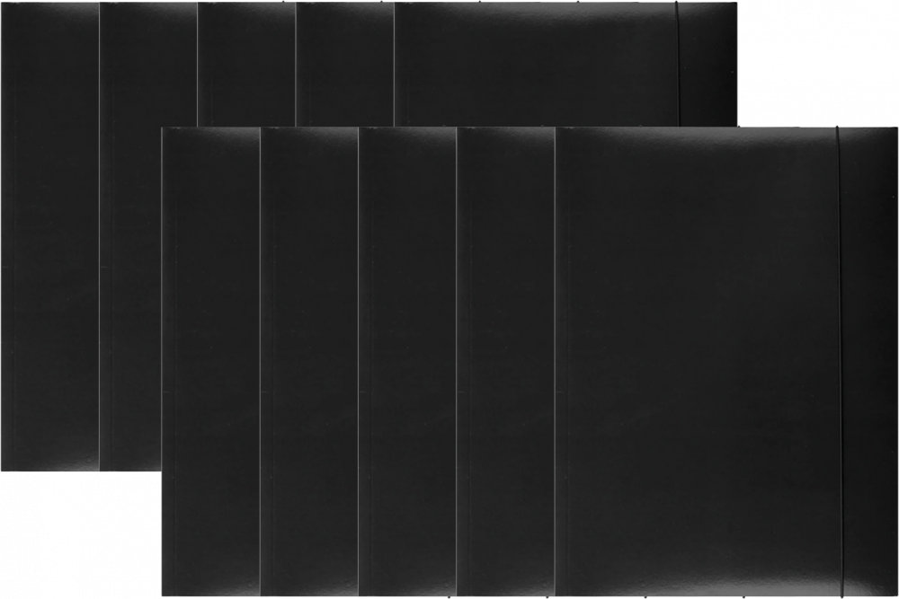 10x Teczka z gumką Barbara, A4, klejona, lakierowana, czarny