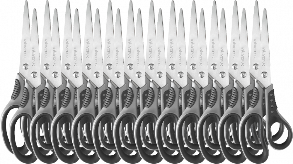 24x Nożyczki Interdruk, 18cm, szaro-czarny