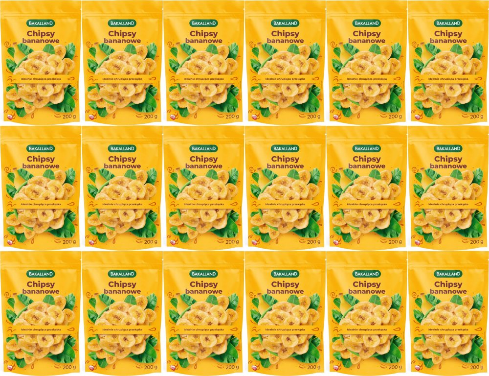 18x Chipsy bananowe Bakalland, 200g