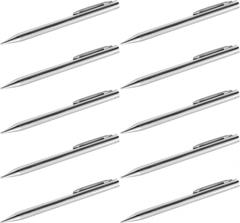 10x Długopis metalowy, jednoczęściowy, wykrywalny przez X-RAY, z klipsem, srebrny