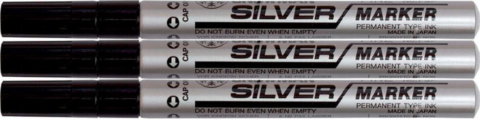 3x Marker olejowy Snowman, średni, okrągła, srebrny