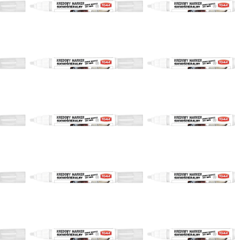 10x Marker kredowy suchościeralny Toma TO-296, okrągła, 4.5 mm, biały