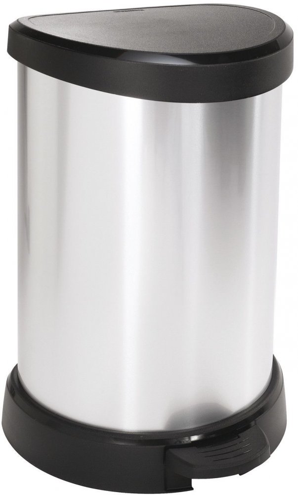 Kosz na śmieci Curver Deco Bin, z pokrywą, 15l, srebrny
