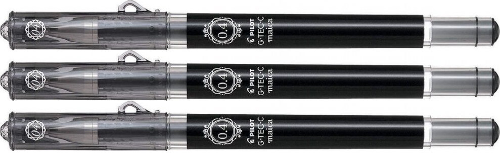 3x Długopis żelowy Pilot G-Tec Maica, 0.4mm, czarny