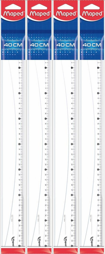 4x Linijka Maped Classic, 40cm, transparentny