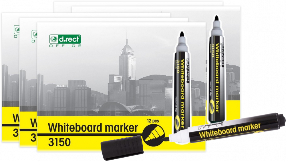 60x Marker suchościeralny D.Rect 3150, okrągła, 1-3mm, czarny