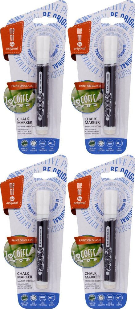 4x Marker kredowy MemoBe, okrągła, 2-3mm, biały