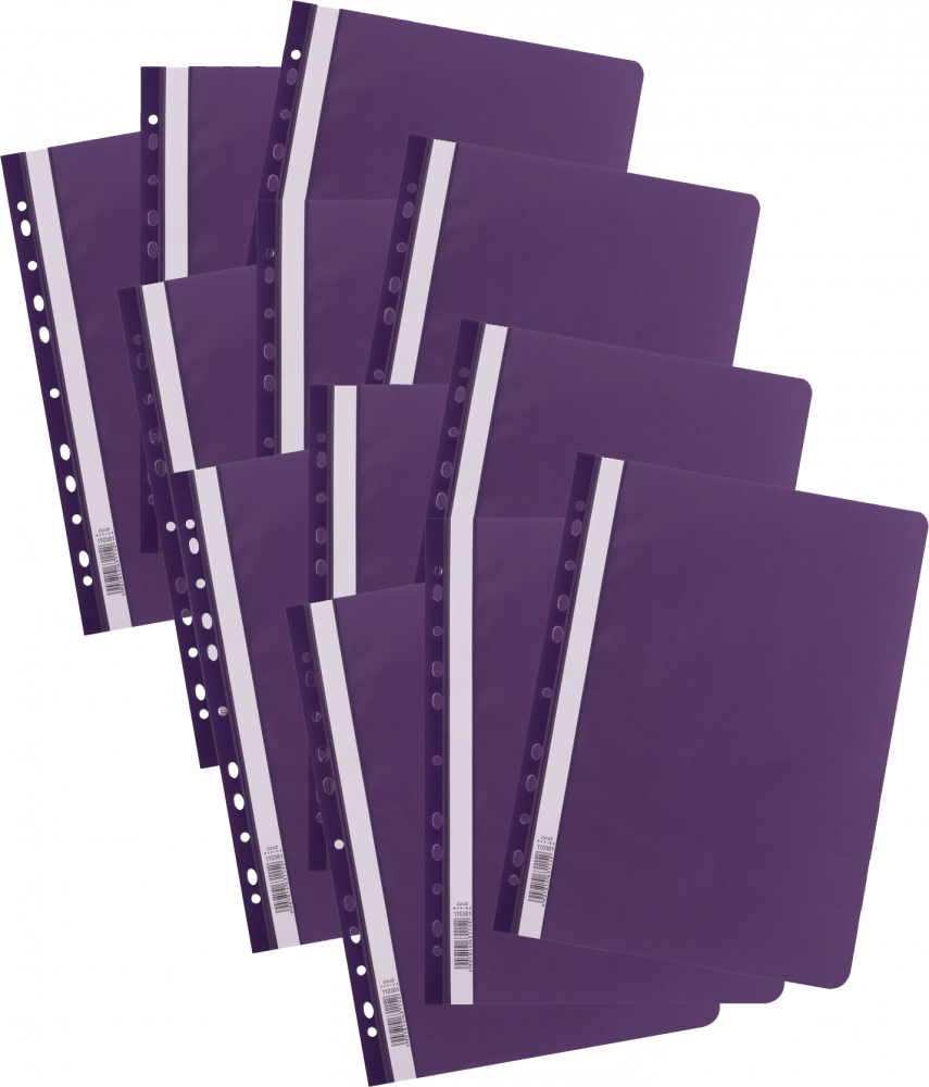50x Skoroszyt plastikowy oczkowy D.Rect, A4, fioletowy