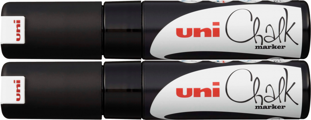 2x Marker kredowy Uni PWE-8K, ścięta, czarny