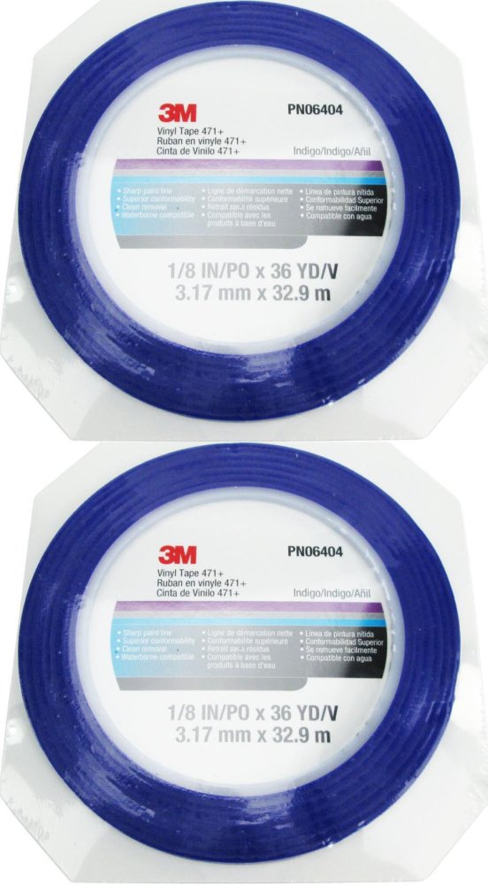 2x Taśma maskująca cienkoliniowa 3M 471+, 3.17mm x 32.9m, niebieski