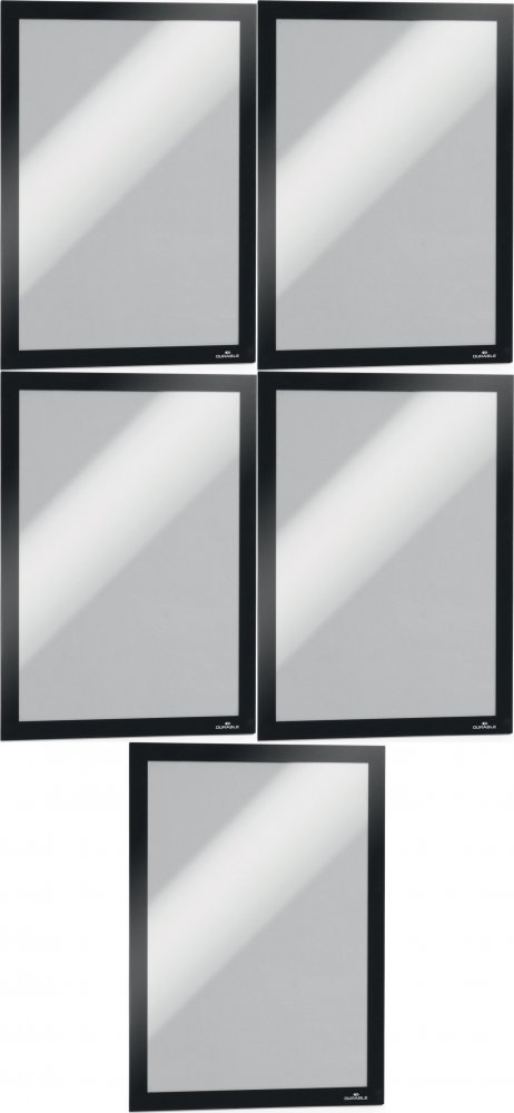 5x Ramka magnetyczna Durable Duraframe, samoprzylepna, A4, 1 sztuka, czarny