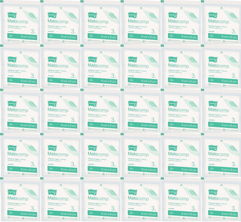 40x Kompresy gazowe jałowe Matopat Matocomp, 9x9cm, 3 sztuki