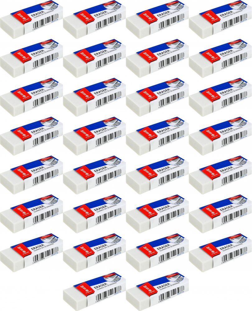 40x Gumka ołówkowa MemoBe biurowa, 58x21x11mm, biały