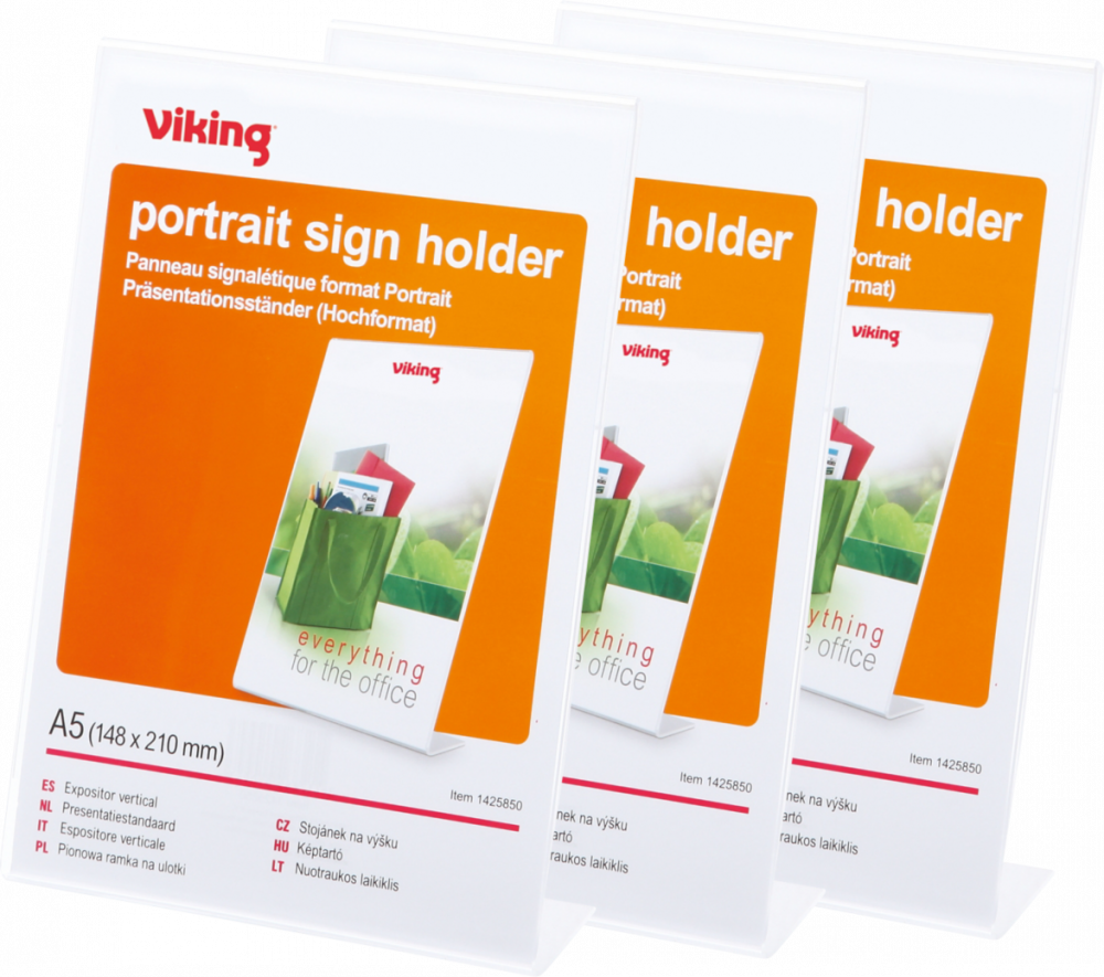 3x Stojak na ulotkę Viking, A5, przezroczysty