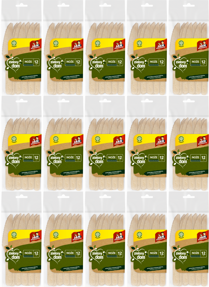 15x Noże jednorazowe Jan Niezbędny Zielony Dom, drewno, 12 sztuk, brązowy jasny