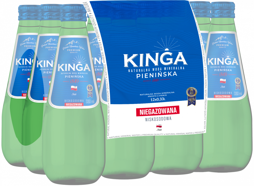12x Woda niegazowana Kinga Pienińska, 0.33l, butelka szklana