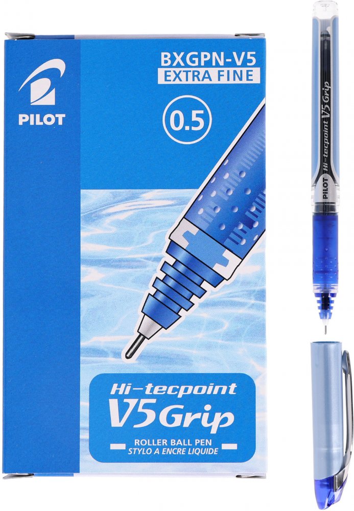 12x Cienkopis Pilot, Hi-Tecpoint V5 Grip, 0.5mm, niebieski
