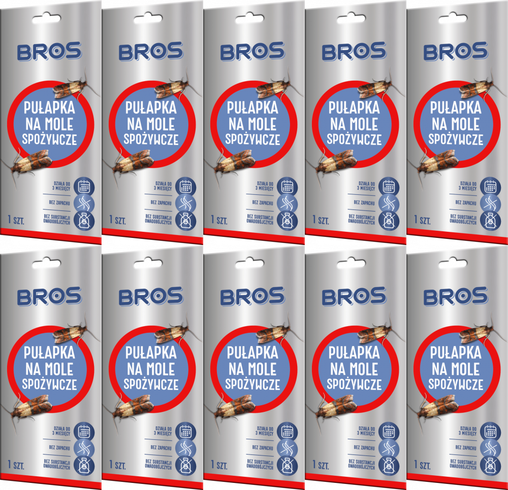 10x Pułapka na mole spożywcze Bros, 1 sztuka