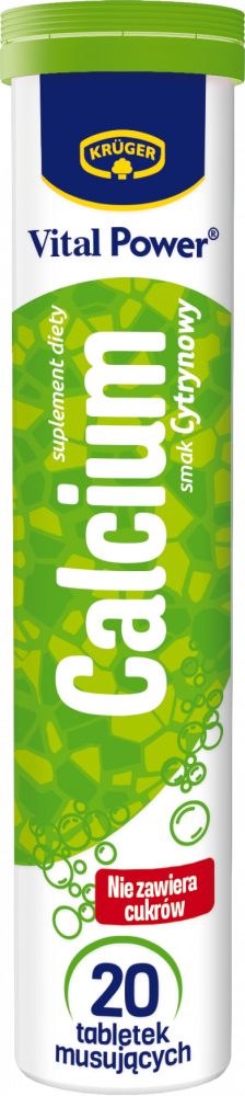 Tabletki musujące Vital Power, calcium, cytrynowy, 84g, 20 tabletek