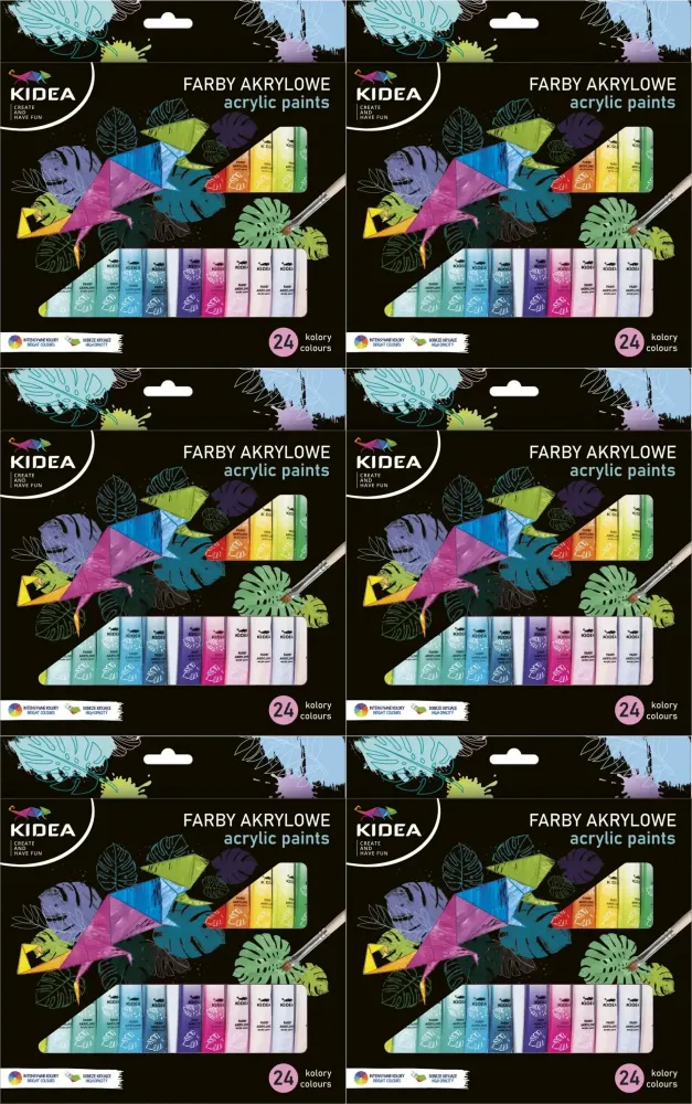 6x Farby akrylowe Kidea, w tubkach, 6ml, 24 sztuki, mix kolorów