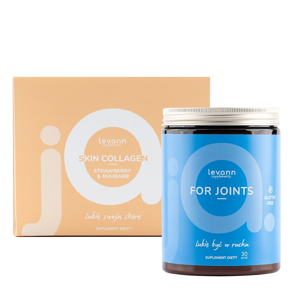 Levann “jA” For Joints, 420 g + Levann “jA” Skin Collagen Truskawka & Rabarbar, 30 saszetek