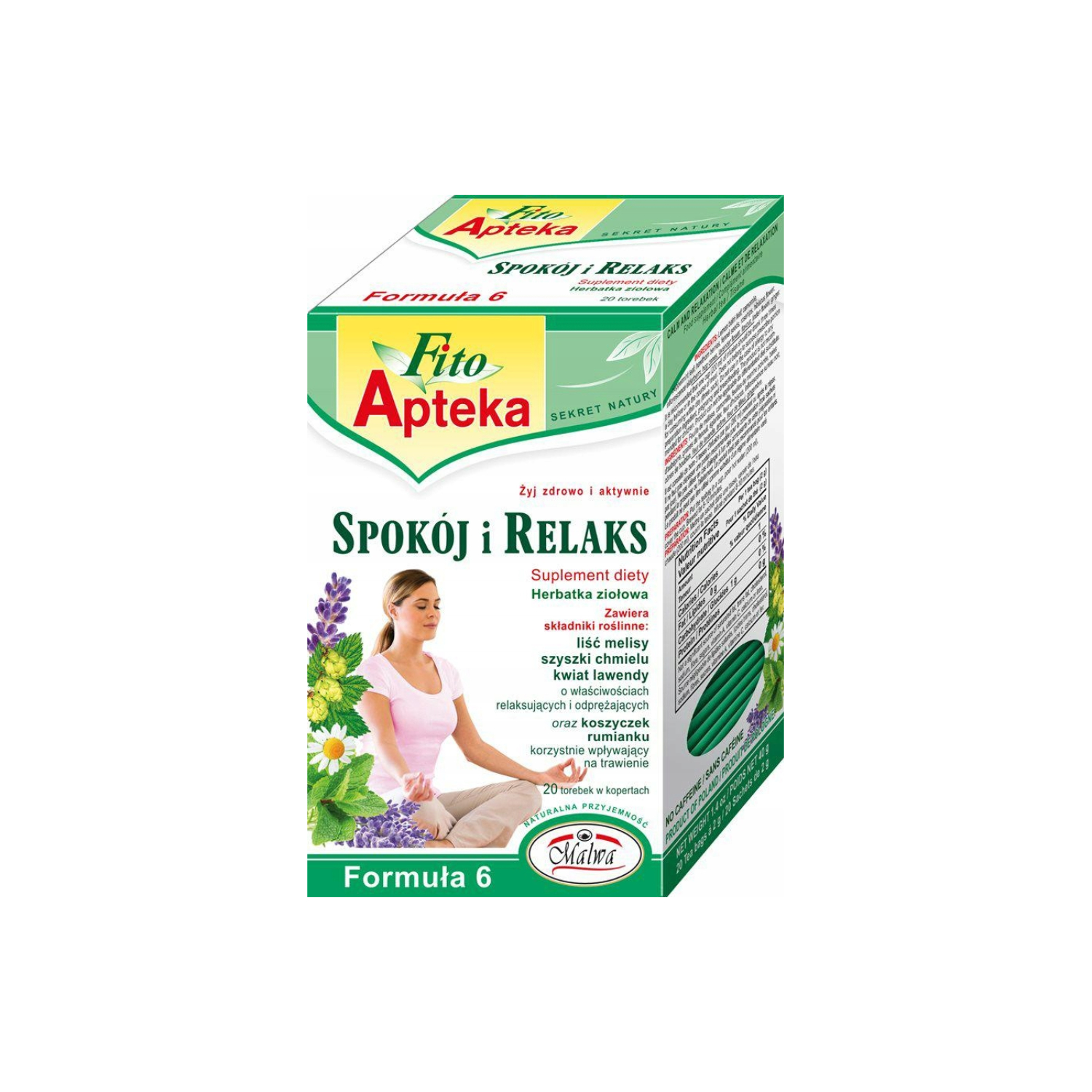 Malwa spokój i relaks, formuła 6, zioła, 20 torebek