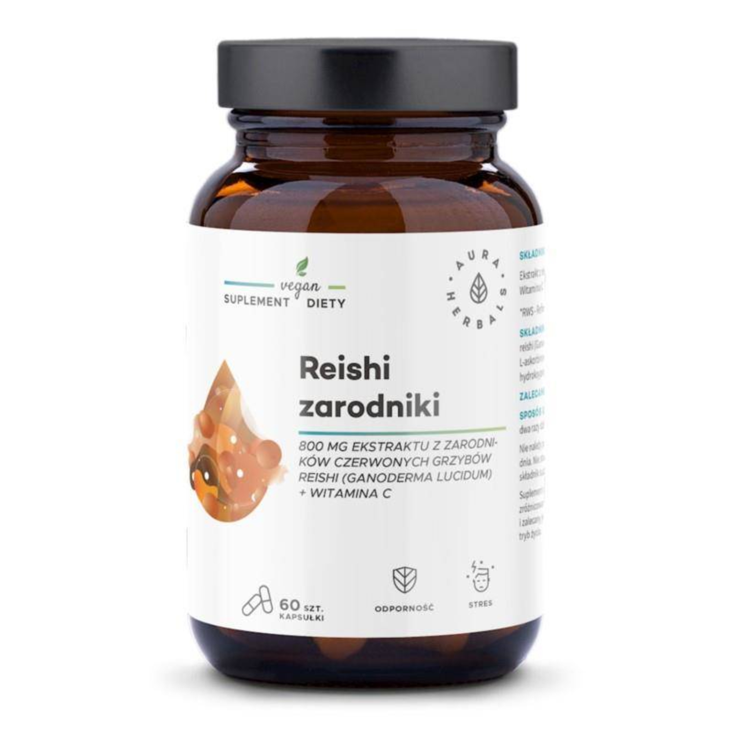 Aura herbals reishi zarodniki, 60 kapsułek