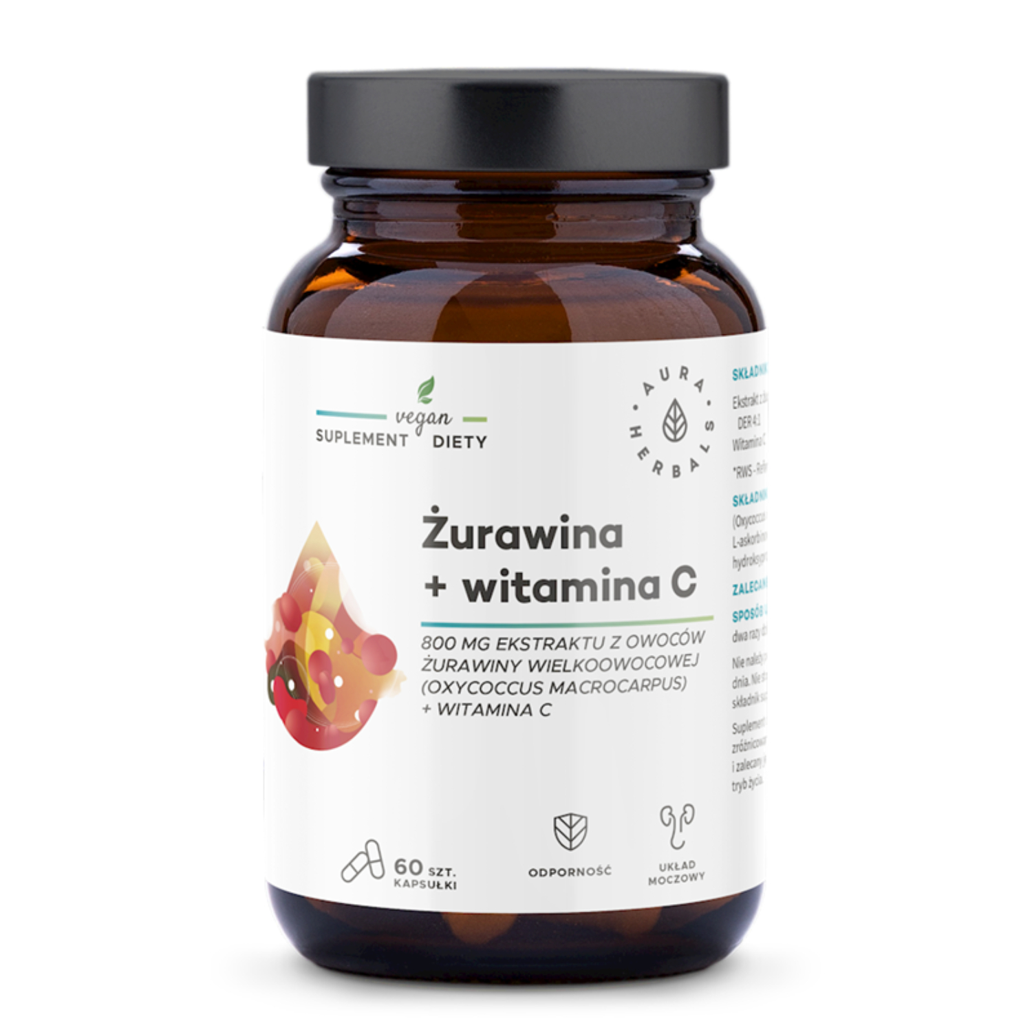 Aura herbals żurawina + witamina c, 60 kapsułek