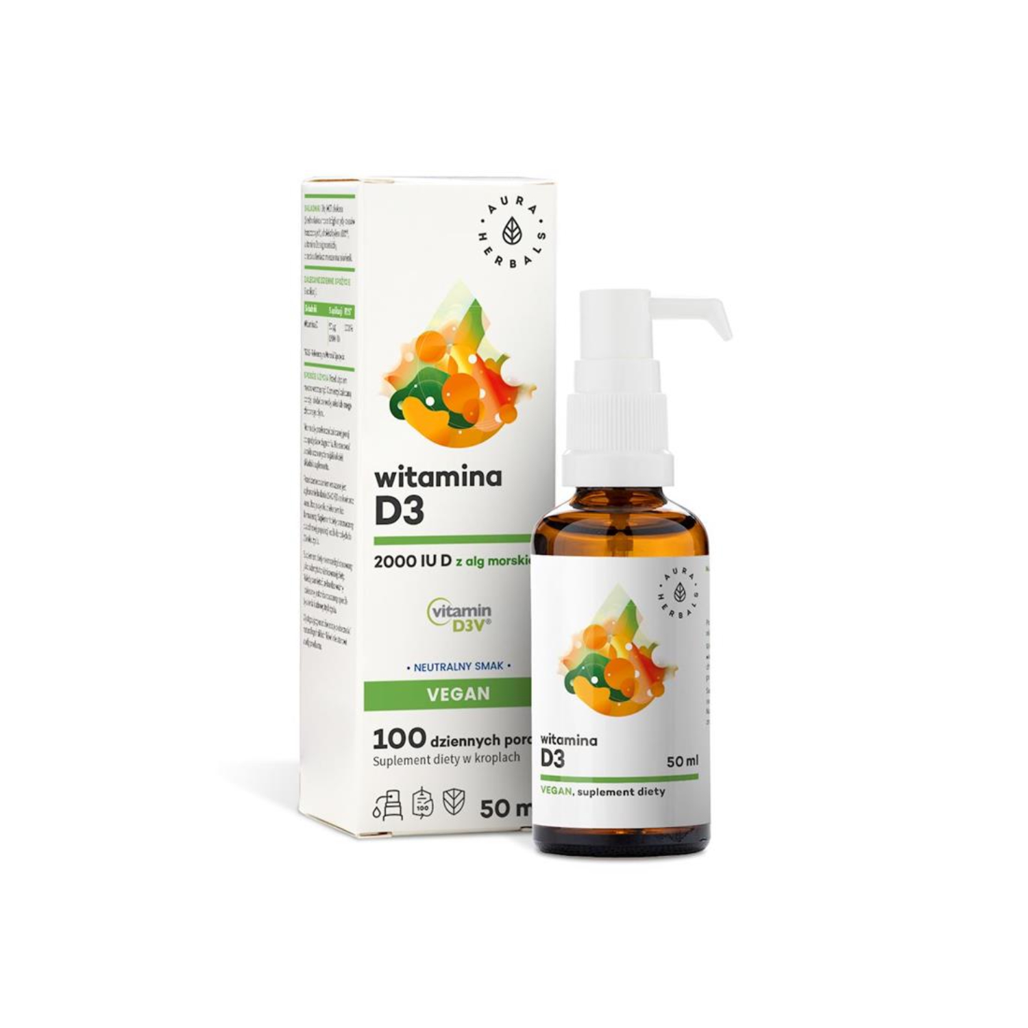 Aura herbals d3 2000 iu vegan, 50 ml
