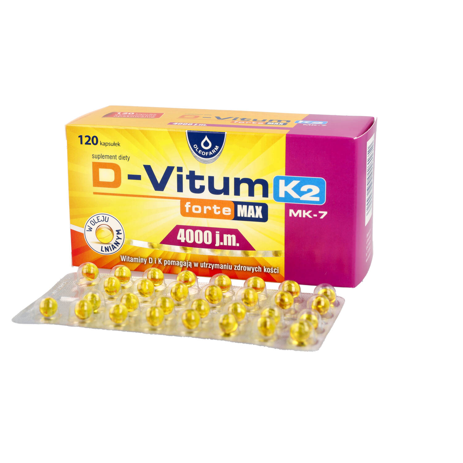 D-vitum forte max 4000 j.m. k2, 120 kapsułek