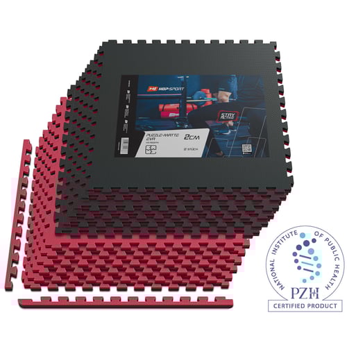 Puzzlematte EVA 2cm - 12 Stück schwarz/rot