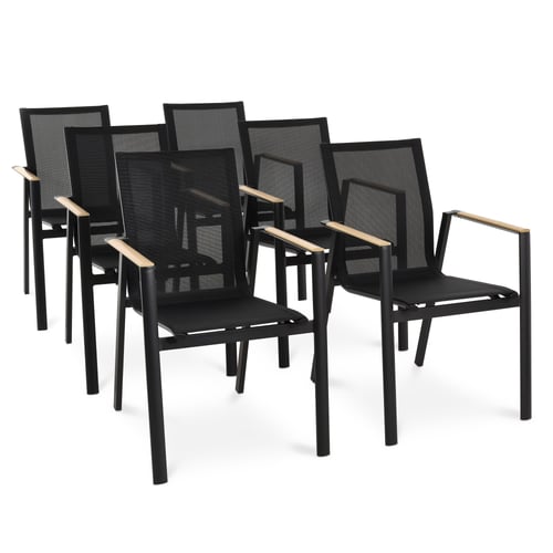 6er Set Gartenstühle Buti - Schwarz