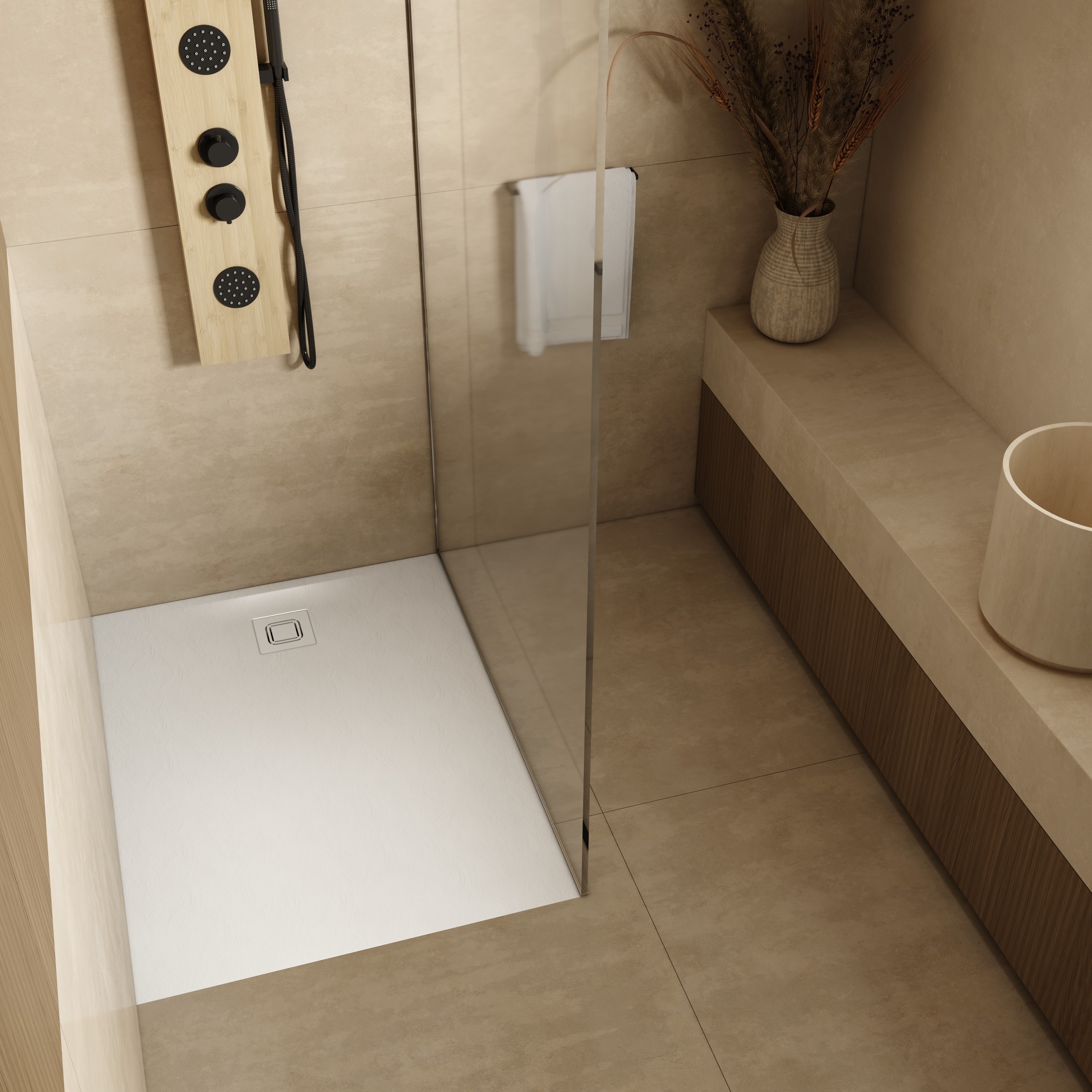 Schedpol Majestic White Stone brodzik prostokątny z syfonem 120x90 cm biały 3.3517/B/ST-M6/B