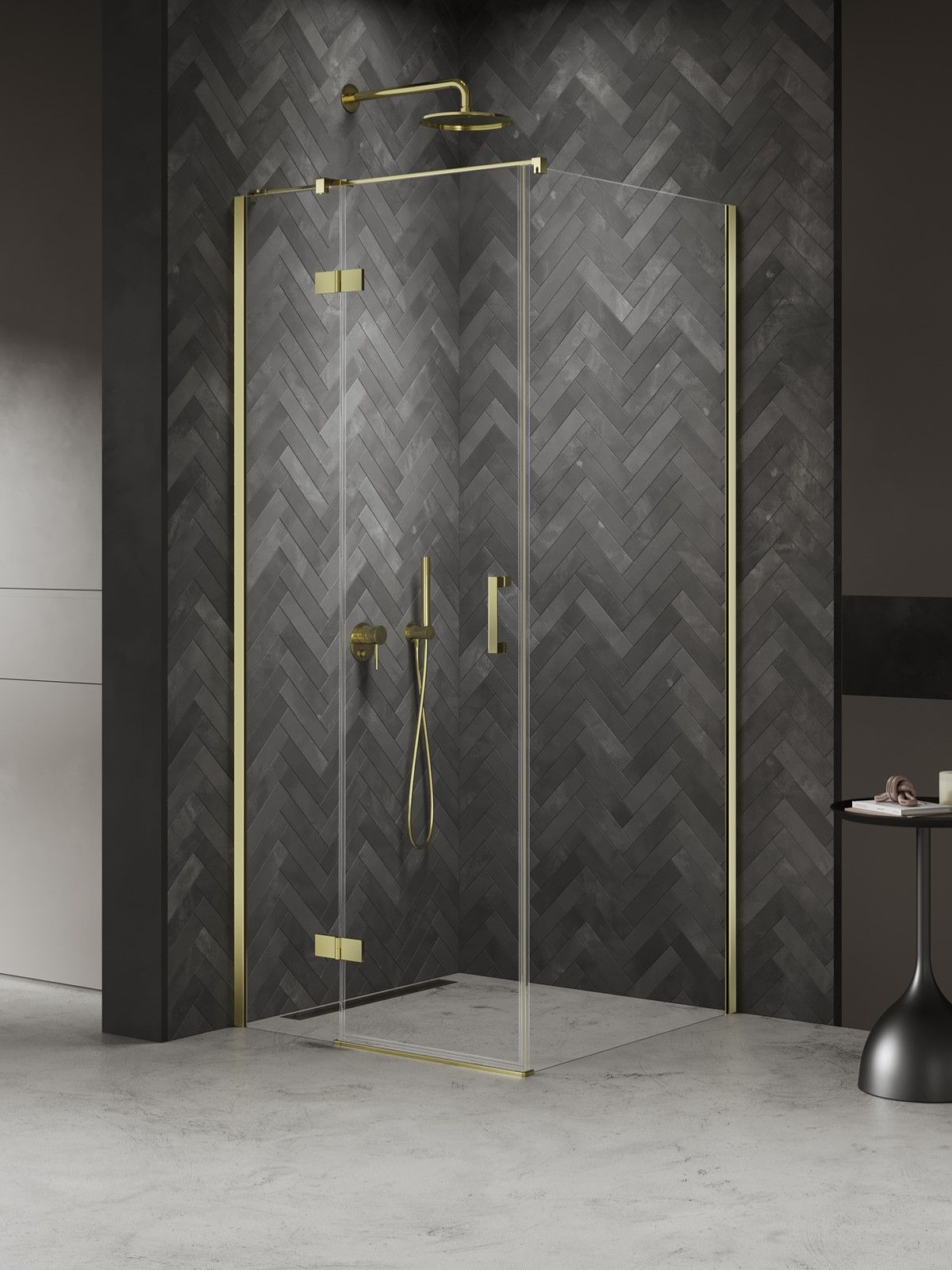 New Trendy Nesta Light Gold kabina prysznicowa 120x100 cm prostokątna złoty połysk/szkło przezroczyste K-4507