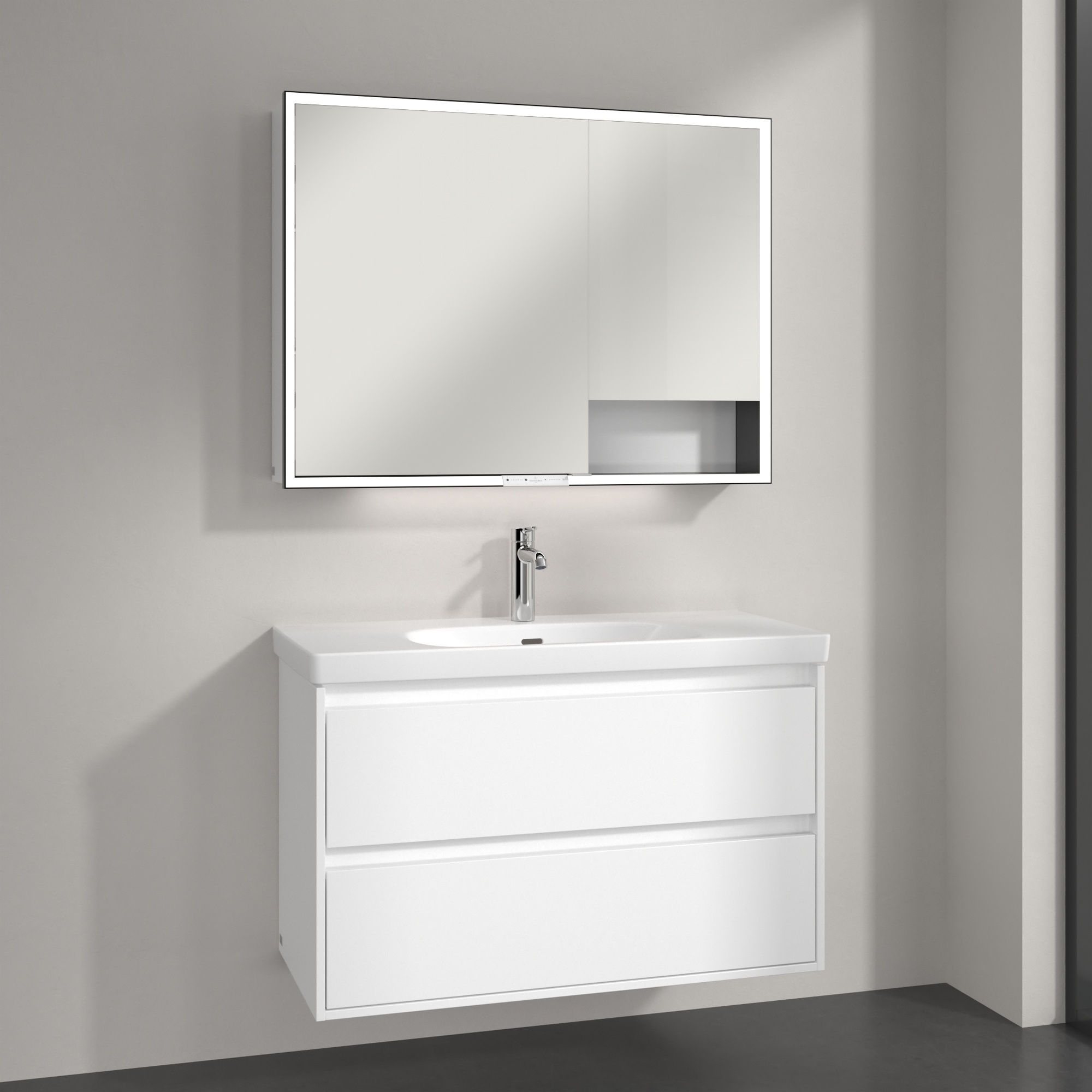 Villeroy & Boch My View+ szafka 100x16,8x75 cm z lustrem Pure White B48110VF